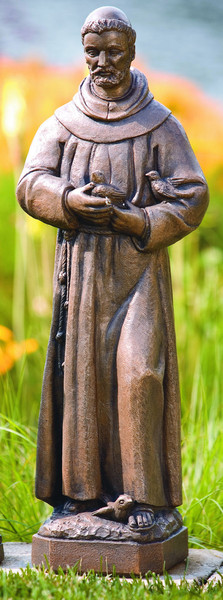 Saint Francis With Bird Outdoor Garden Statue